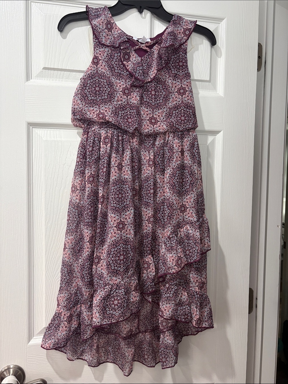 Speechless Kids Girls' Purple Printed Ruffle Dress sz 12
